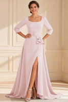 Load image into Gallery viewer, Dark Green A Line Round Neck Long Mother of the Bride Dress with Slit