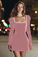 Load image into Gallery viewer, Sparkly Black Velvet Square Neck Tight Short Holiday Party Dress with Beading