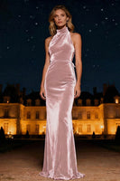 Load image into Gallery viewer, Purple Halter Neck Mermaid Long Velvet Holiday Party Dress