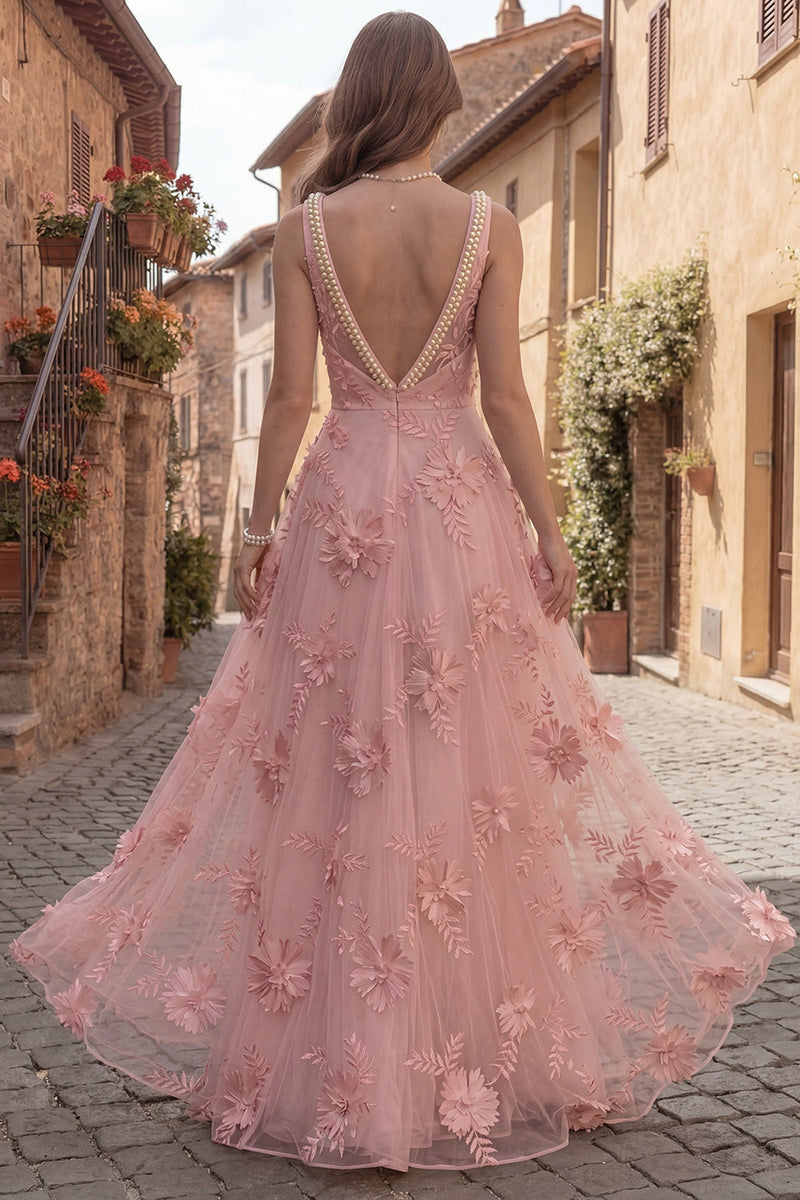 Queendancer Women Yellow Long Floral Evening Dress with Pearls Square Neck Tulle A Line Prom Dress queendanceruk Queendancer Women Yellow Long Floral Evening Dress with Pearls Square Neck Tulle A Line Prom Dress queendanceruk