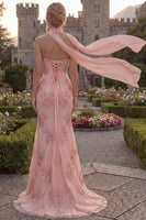 Load image into Gallery viewer, Yellow Corset Floral Strapless Mermaid Long Evening Dress with Slit