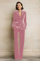 Load image into Gallery viewer, 2 Piece Plum Velvet Peak Lapel Prom Suits with Pockets
