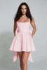 Load image into Gallery viewer, Ivory Satin Square Neck A Line Short Prom Dress with Bow