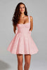 Load image into Gallery viewer, Sparkly Black Square Neck A Line Short Prom Dress with Bow