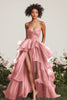 Load image into Gallery viewer, Navy Strapless Ruched Tiered Long Formal Dress with Slit
