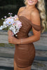 Load image into Gallery viewer, Red Bodycon Off the Shoulder Ruched Short Prom Dress