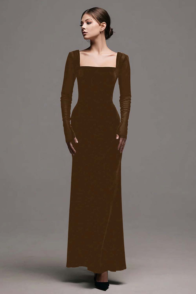 Load image into Gallery viewer, Simple Black Sheath Velvet Long Sleeves Holiday Party Dress