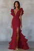 Load image into Gallery viewer, Yellow Chiffon Mermaid Ruffled Long Formal Dress with Slit