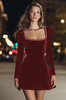 Load image into Gallery viewer, Sparkly Black Velvet Square Neck Tight Short Holiday Party Dress with Beading