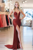 Load image into Gallery viewer, Sparkly Red Sequin Strapless Long Prom Dress with Slit