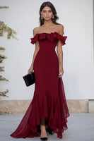 Load image into Gallery viewer, Black Mermaid Chiffon Maxi Formal Dress with Ruffles