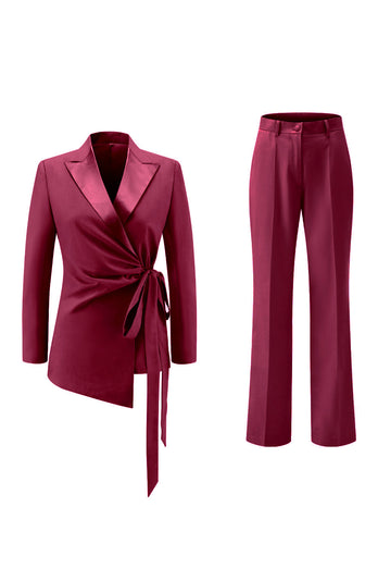 2 Piece Lilac Peak Lapel Women Prom Suits with Sash