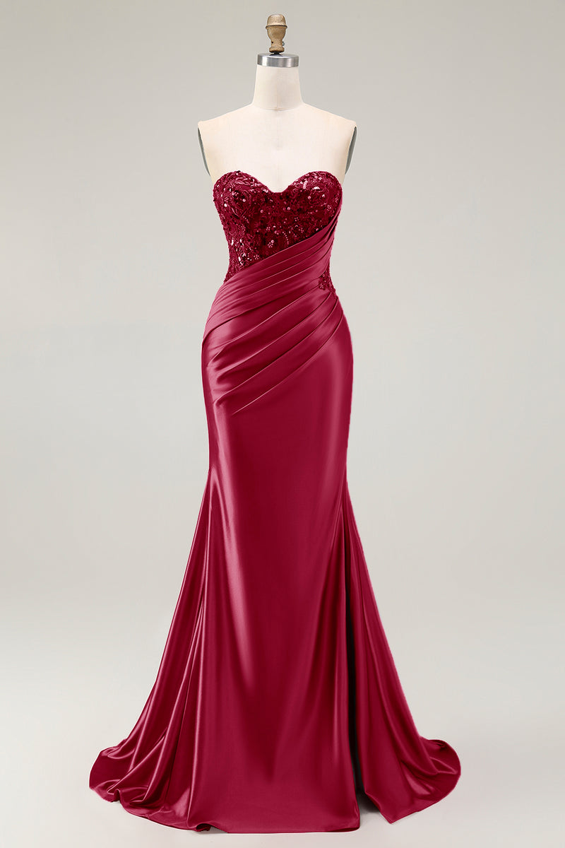 Load image into Gallery viewer, Sparkly Red Mermaid Sweetheart Long Sequin Prom Dress