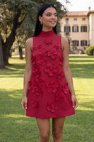 Load image into Gallery viewer, Floral Sage Green Short High Neck A Line Birthday Party Dress