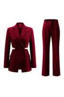 Load image into Gallery viewer, 2 Piece Grey Blue Notched Lapel Cut Out Women Prom Suits