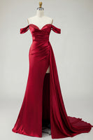 Load image into Gallery viewer, Sparkly Golden Long Mermaid Prom Dress with Side Cape