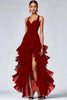 Load image into Gallery viewer, Black Organza Spaghetti Straps Ruffled Long Formal Dress