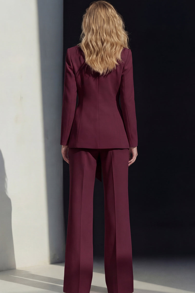Load image into Gallery viewer, Pink 2 Piece Wide Leg Peak Lapel Business Suits with Sash