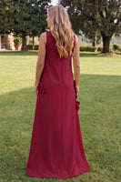 Load image into Gallery viewer, Floral Dark Green A Line High Neck Long Formal Dress