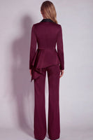 Load image into Gallery viewer, Notched Lapel 2 Piece Burgundy Business Suits with Sash