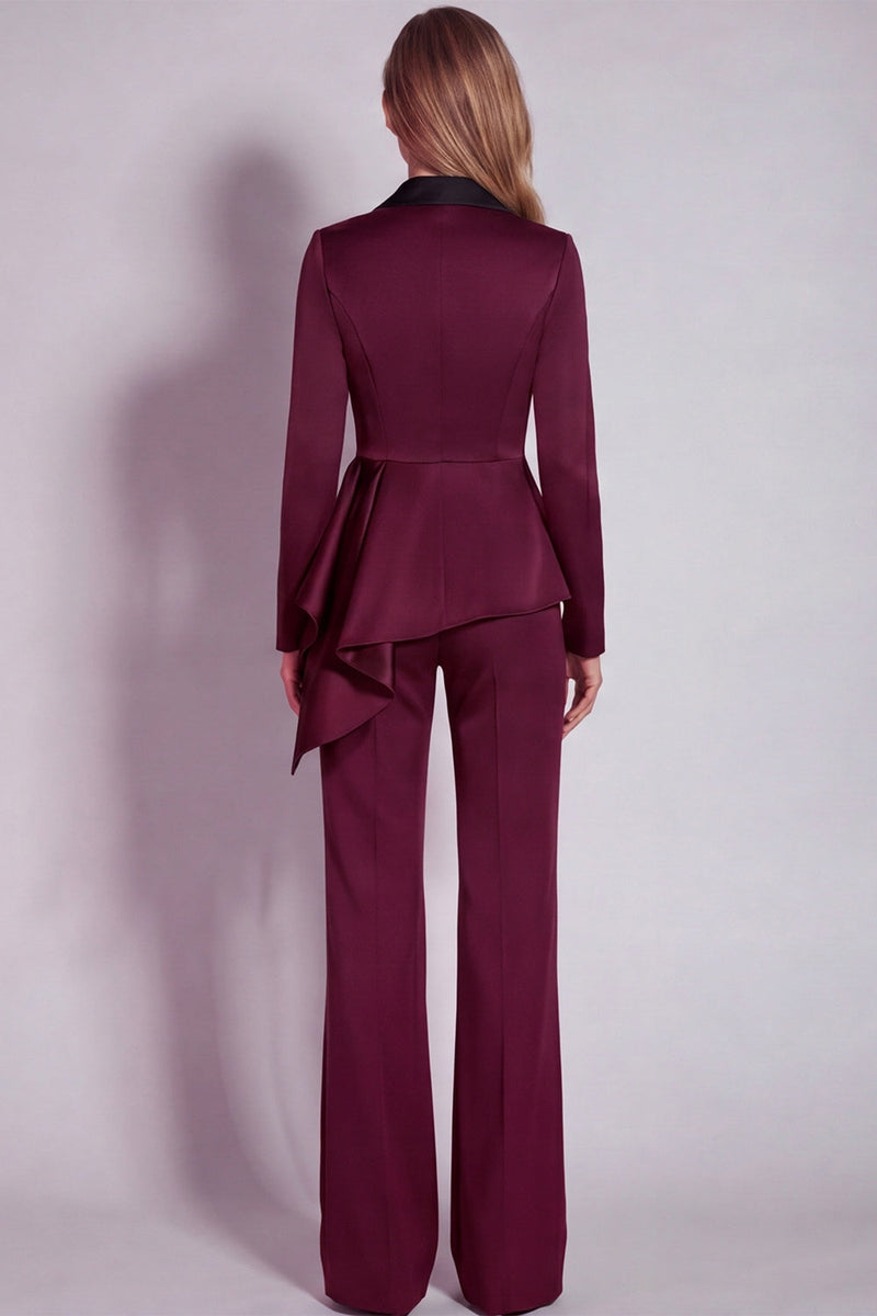 Load image into Gallery viewer, Notched Lapel 2 Piece Burgundy Business Suits with Sash