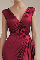 Load image into Gallery viewer, Grey Blue V-Neck Sheath Maxi Ruched Formal Dress with Ruffles