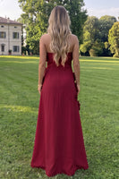 Load image into Gallery viewer, Sage Green Floral A Line Strapless Maxi Formal Dress