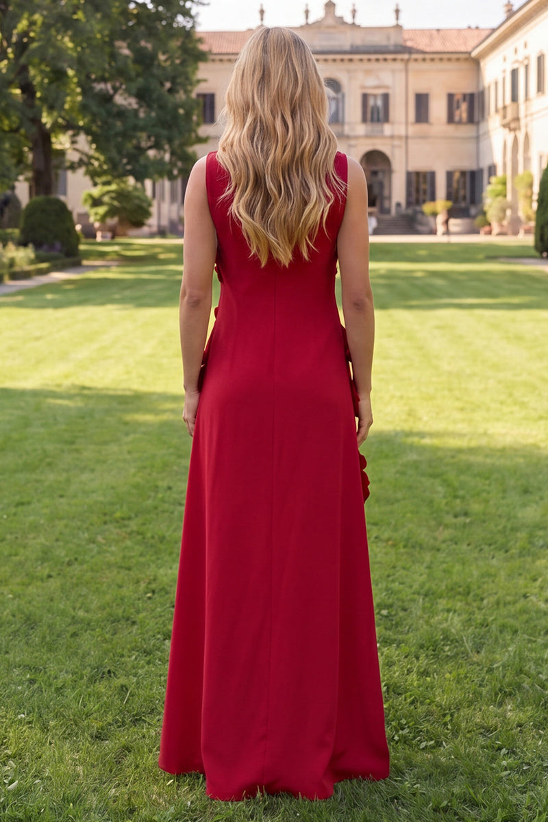 Load image into Gallery viewer, Floral Hot Pink A Line Boat Neck Long Formal Dress
