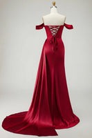 Load image into Gallery viewer, Sparkly Golden Long Mermaid Prom Dress with Side Cape