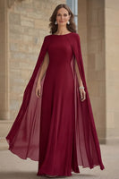 Load image into Gallery viewer, Navy Scoop Neck Chiffon Mother of the Bride Dress with Cape