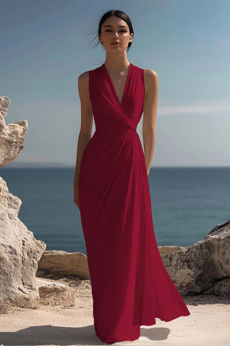 Load image into Gallery viewer, White Chiffon Sheath V-Neck Engagement Dress