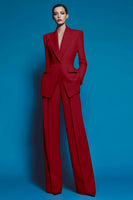 Load image into Gallery viewer, 2 Piece Red Long Sleeves Notched Lapel Prom Suits with Pockets