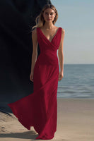 Load image into Gallery viewer, White Sheath V-Neck Chiffon Engagement Dress