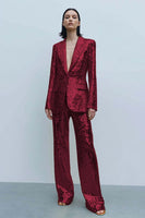 Load image into Gallery viewer, Sparkly Gold Sequins 2 Piece Women Prom Suits with Pockets