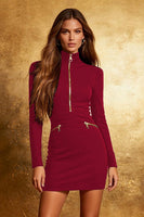 Load image into Gallery viewer, Black High Neck Long Sleeves Tight Cocktail Dress
