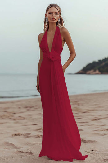 White Chiffon A Line V-Neck Engagement Dress