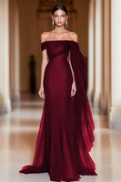 Load image into Gallery viewer, Cabernet Off the Shoulder Sheath Long Formal Dress