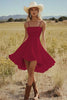 Load image into Gallery viewer, Ivory Satin A Line Mini Boho Western Wedding Dress