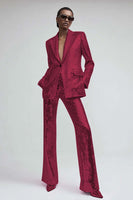 Load image into Gallery viewer, Sparkly Pink Sequins 2 Piece Women Prom Suits with Pockets