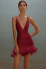 Load image into Gallery viewer, Sparkly White Bodycon Sequins V-Neck Graduation Dress with Ruffles