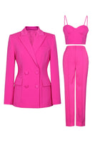 Load image into Gallery viewer, Hot Pink Peak Lapel 3 Piece Women Prom Suits