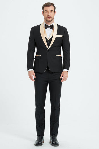 Champagne 3 Piece Shawl Lapel Men's Prom Suits