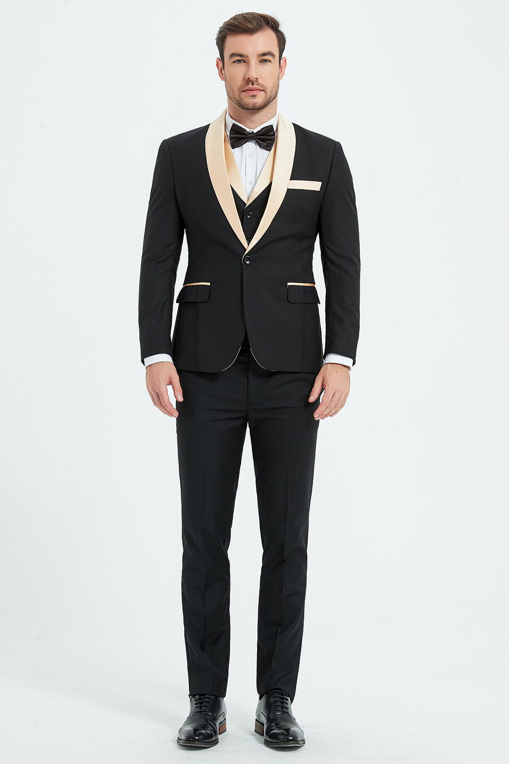 Champagne 3 Piece Shawl Lapel Men's Prom Suits