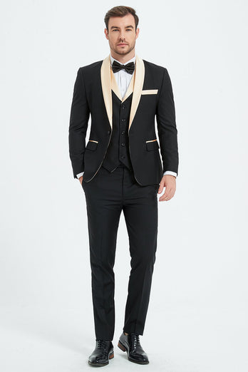 Champagne 3 Piece Shawl Lapel Men's Prom Suits