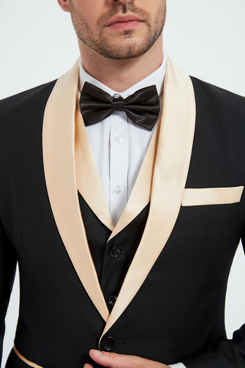 Champagne 3 Piece Shawl Lapel Men's Prom Suits