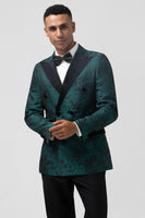 Load image into Gallery viewer, Dark Green 2 Pieces Peak Lapel Jacquard Men&#39;s Prom Suits