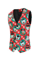 Load image into Gallery viewer, Notched Lapel One Button Santa Claus Printed Red Men&#39;s Suits