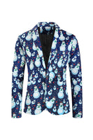 Load image into Gallery viewer, Notched Lapel One Button Blue Snowman Printed Men&#39;s Suits