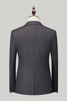 Load image into Gallery viewer, Black Grey 3 Piece Peak Lapel One Button Men&#39;s Suits