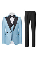 Load image into Gallery viewer, Black Grey 3 Piece Peak Lapel One Button Men&#39;s Suits